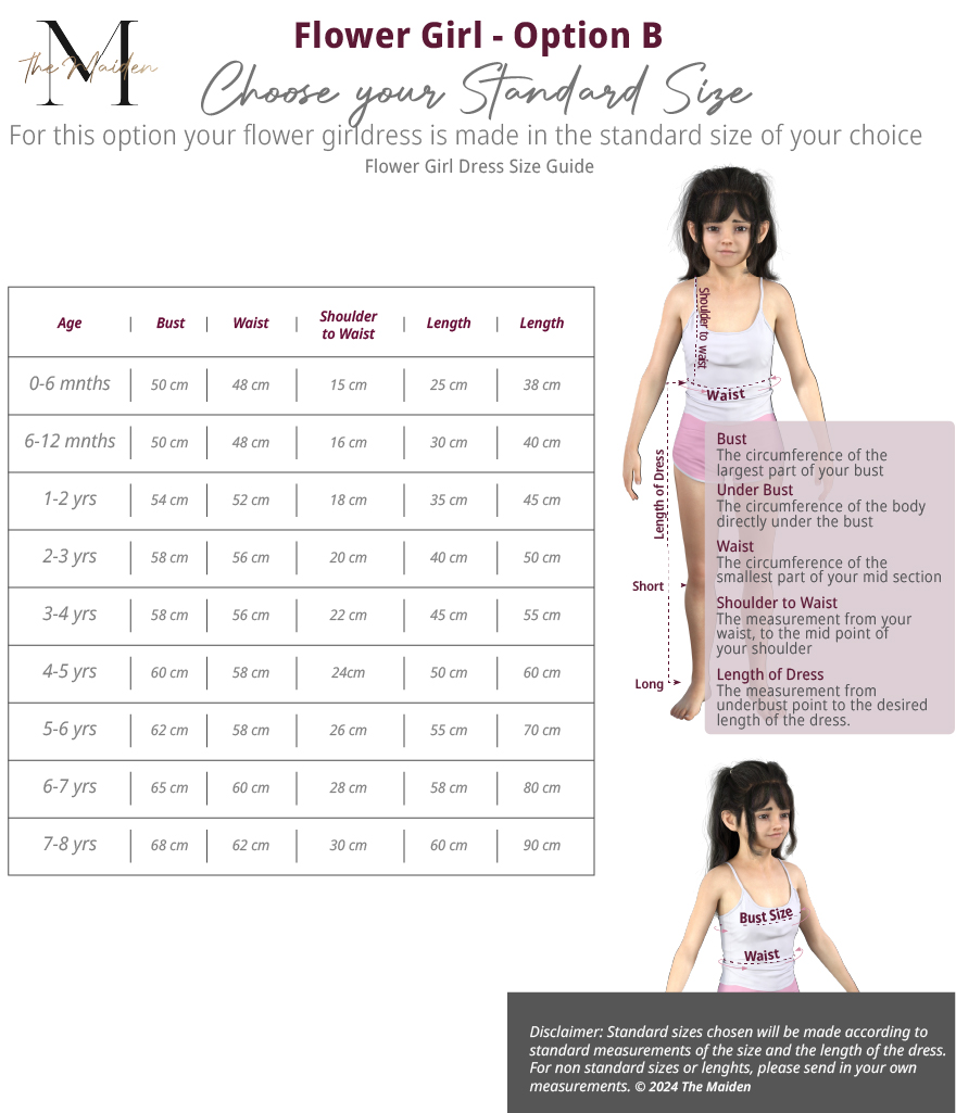 Measurement Guide - 5 - Flower Girl - Vhoose Your Size