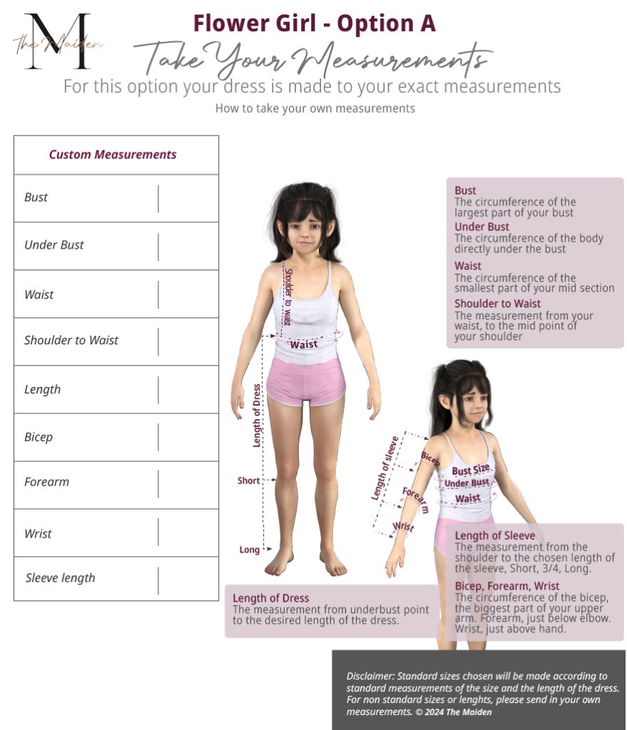 Measurement Guide - 6 - Flower Girl - Take your measurements