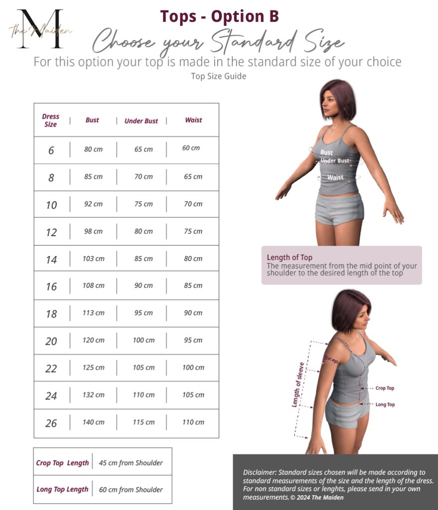 Measurement Guide - 3 - Tops - Standard Size